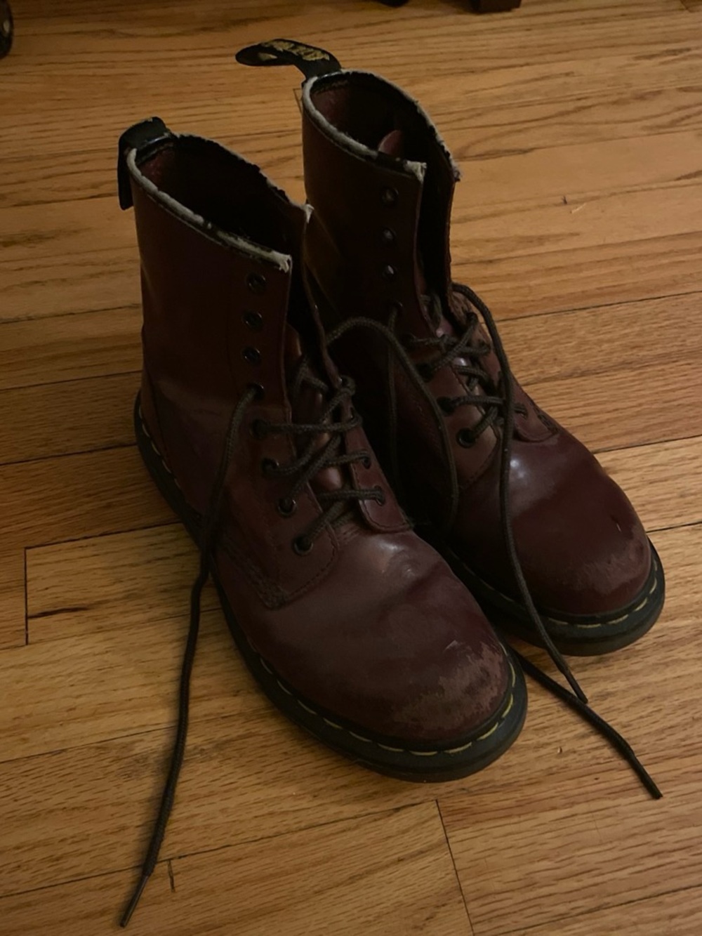 Dr. Martens Burgundy Leather Lace-Up Boots